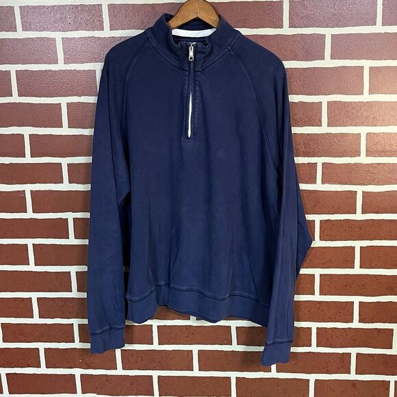 Bobby Jones Sweater Men XXL 2X Navy Blue Cotton Long Sleeve 1/4 Zip Pullover - Picture 1 of 9
